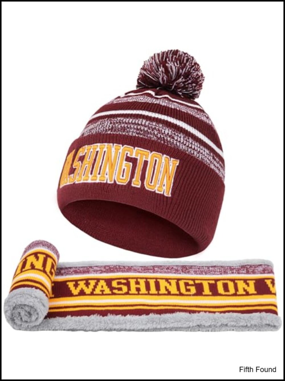 Winter Beanie Hat & Circle Scarf Set – Warm Knit Acrylic Football Beanie